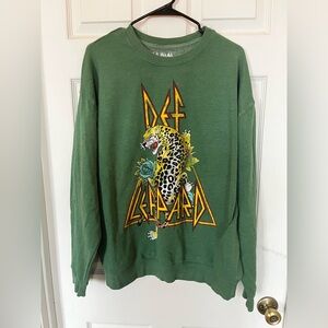 Green Studded Def Leppard Crewneck Sweatshirt